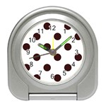 Polka Dots - Dark Sienna Brown on White Desk Alarm Clock