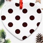 Polka Dots - Dark Sienna Brown on White Ornament (Heart)