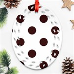 Polka Dots - Dark Sienna Brown on White Ornament (Bell) Ornament (Oval Filigree)