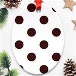 Polka Dots - Dark Sienna Brown on White Oval Ornament (Two Sides)