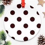 Polka Dots - Dark Sienna Brown on White Round Ornament (Two Sides)