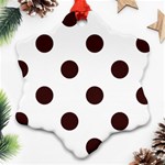 Polka Dots - Dark Sienna Brown on White Ornament (Snowflake)