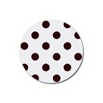 Polka Dots - Dark Sienna Brown on White Rubber Coaster (Round)
