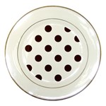 Polka Dots - Dark Sienna Brown on White Porcelain Plate