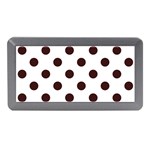 Polka Dots - Dark Sienna Brown on White Memory Card Reader (Mini)