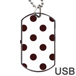 Polka Dots - Dark Sienna Brown on White Dog Tag USB Flash (One Side)