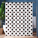 Polka Dots - Dark Sienna Brown on White Shower Curtain 60  x 72  (Medium)