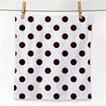 Polka Dots - Dark Sienna Brown on White Face Towel