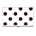 Polka Dots - Dark Sienna Brown on White Business Card Holder