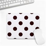 Polka Dots - Dark Sienna Brown on White Small Mousepad