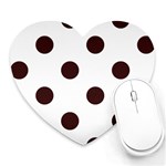 Polka Dots - Dark Sienna Brown on White Heart Mousepad