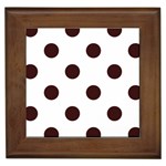 Polka Dots - Dark Sienna Brown on White Framed Tile