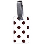 Polka Dots - Dark Sienna Brown on White Luggage Tag (Two Sides)