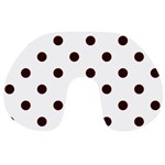 Polka Dots - Dark Sienna Brown on White Travel Neck Pillow