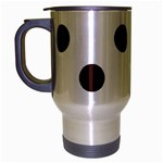 Polka Dots - Dark Sienna Brown on White Travel Mug (Silver Gray)