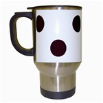 Polka Dots - Dark Sienna Brown on White Travel Mug (White)