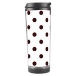 Polka Dots - Dark Sienna Brown on White Travel Tumbler