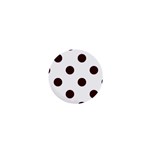 Polka Dots - Dark Sienna Brown on White 1  Mini Button