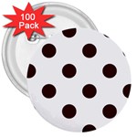 Polka Dots - Dark Sienna Brown on White 3  Button (100 pack)