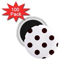 Polka Dots - Dark Sienna Brown on White 1.75  Magnet (100 pack)
