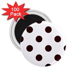 Polka Dots - Dark Sienna Brown on White 2.25  Magnet (100 pack)