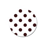 Polka Dots - Dark Sienna Brown on White Magnet 3  (Round)