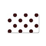 Polka Dots - Dark Sienna Brown on White Magnet (Name Card)