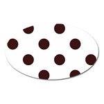 Polka Dots - Dark Sienna Brown on White Magnet (Oval)