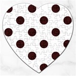 Polka Dots - Dark Sienna Brown on White Jigsaw Puzzle (Heart)