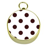 Polka Dots - Dark Sienna Brown on White Gold Compass