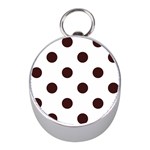 Polka Dots - Dark Sienna Brown on White Silver Compass (Mini)