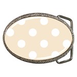 Polka Dots - White on Champagne Orange Belt Buckle