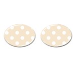 Polka Dots - White on Champagne Orange Cufflinks (Oval)