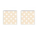 Polka Dots - White on Champagne Orange Cufflinks (Square)