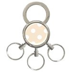 Polka Dots - White on Champagne Orange 3-Ring Key Chain
