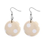 Polka Dots - White on Champagne Orange 1  Button Earrings