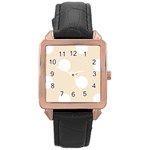 Polka Dots - White on Champagne Orange Rose Gold Leather Watch
