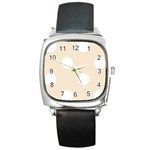 Polka Dots - White on Champagne Orange Square Metal Watch