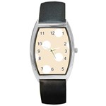 Polka Dots - White on Champagne Orange Barrel Style Metal Watch