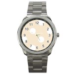 Polka Dots - White on Champagne Orange Sport Metal Watch