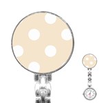Polka Dots - White on Champagne Orange Stainless Steel Nurses Watch