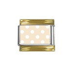 Polka Dots - White on Champagne Orange Gold Trim Italian Charm (9mm)