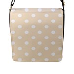 Polka Dots - White on Champagne Orange Flap Closure Messenger Bag (L)