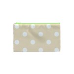 Polka Dots - White on Champagne Orange Canvas Cosmetic Bag (XS)