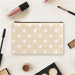 Polka Dots - White on Champagne Orange Cosmetic Bag (M)