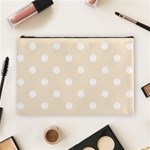 Polka Dots - White on Champagne Orange Cosmetic Bag (L)