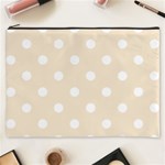 Polka Dots - White on Champagne Orange Cosmetic Bag (XXXL)