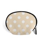 Polka Dots - White on Champagne Orange Accessory Pouch (Small)