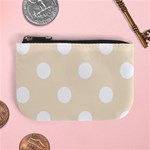 Polka Dots - White on Champagne Orange Mini Coin Purse