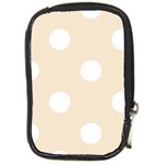 Polka Dots - White on Champagne Orange Compact Camera Leather Case